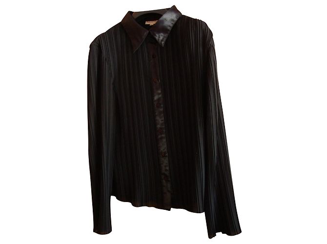 Autre Marque Blusa in velluto plissé e raso nero