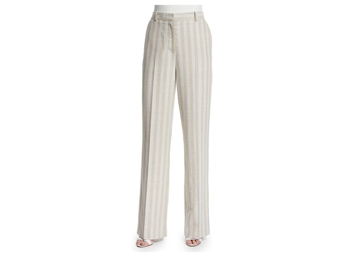 Acne Pants, leggings Beige Cotton Linen  ref.140543