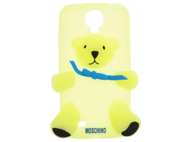 MOSCHINO Etui pour téléphone portable Fluorescent Doux Ajusté à l'arrière Logo 'Bear' Vert  ref.140576