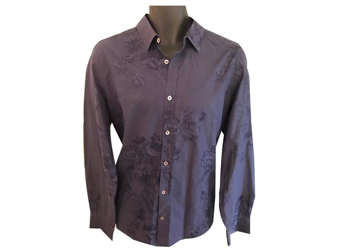 Ted Baker Shirts Navy blue Cotton  ref.140585