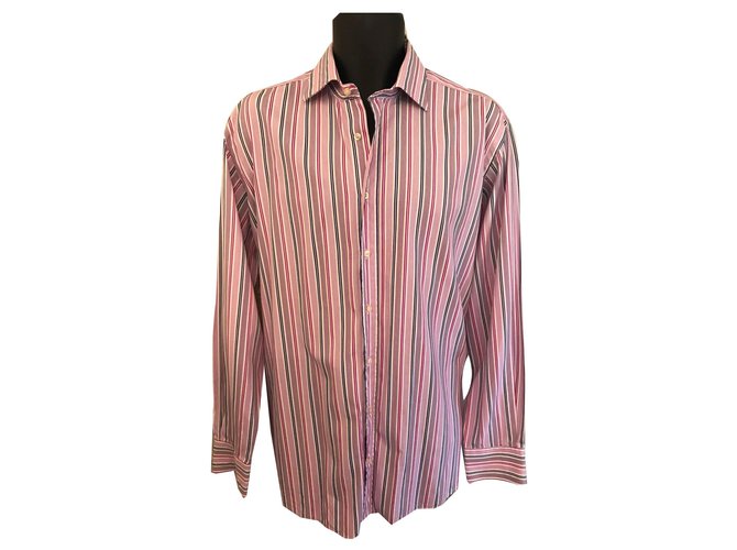 Etro Shirts Pink White Cotton  ref.140587