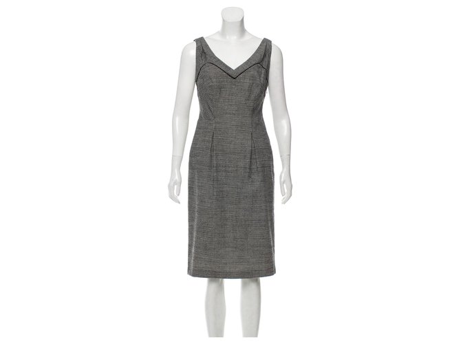 Diane Von Furstenberg Raisa Gingham wool dress Black White  ref.140603