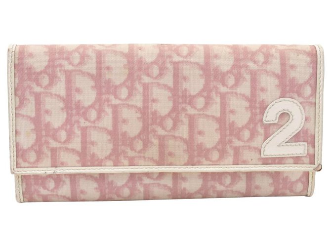 Dior Trotter Wallet Pink Cloth  ref.140709