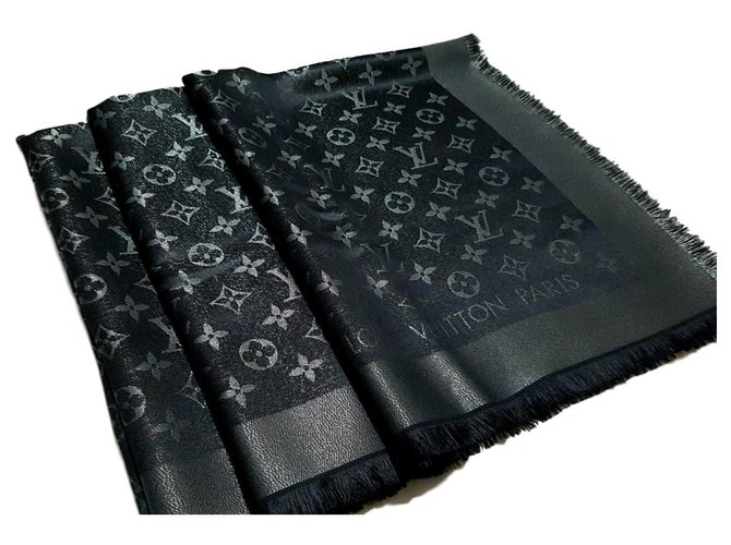 Louis Vuitton Shine Scarf Black Silk  ref.140728