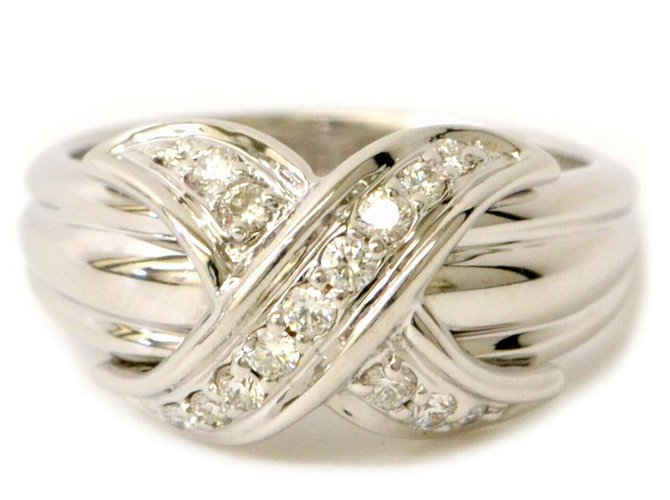 Autre Marque TIFFANY & CO. anel de diamante Prata Ouro branco  ref.140753