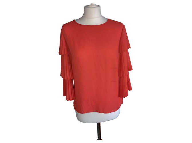 Orange blouse WEILL T38 with pleated sleeves Polyester  ref.140791