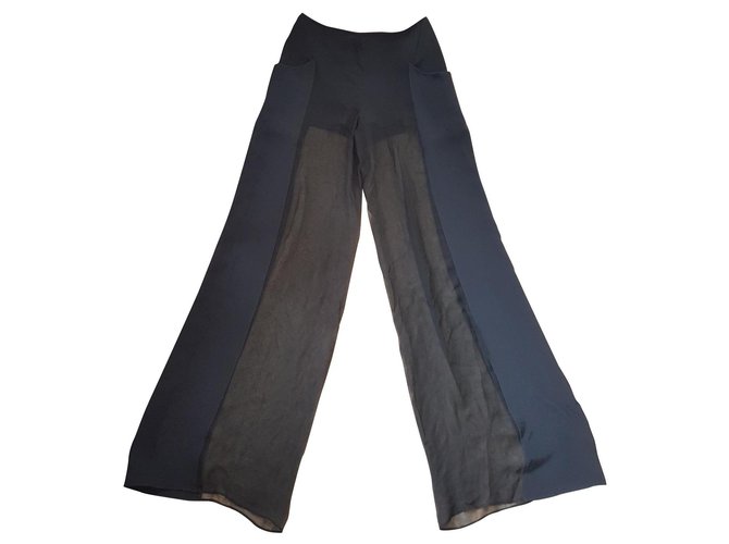 Emilio Pucci Pantalons, leggings Soie Noir  ref.140811