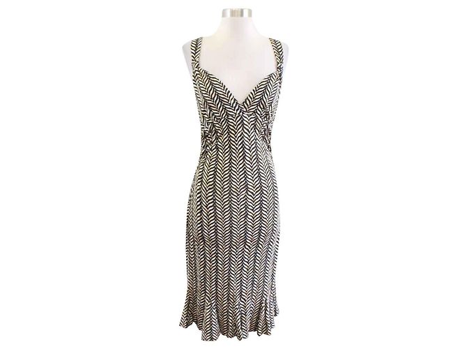 Vestido Diane Von Furstenberg Cathy de seda estampado chevron Negro Caramelo