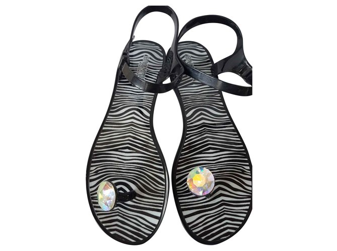 Balmain Sandals Black White Plastic  ref.140892