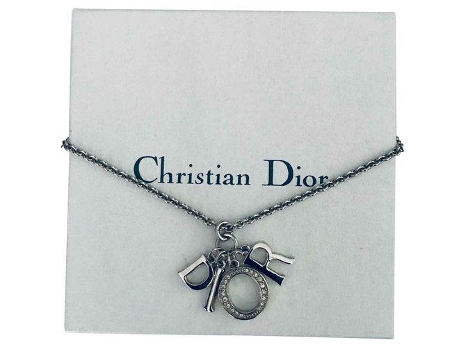 christian dior silver necklace