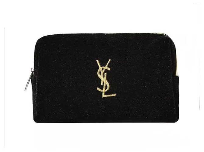 Yves Saint Laurent Bolsa de bolsa de maquillaje YSL Negro Terciopelo  ref.140903