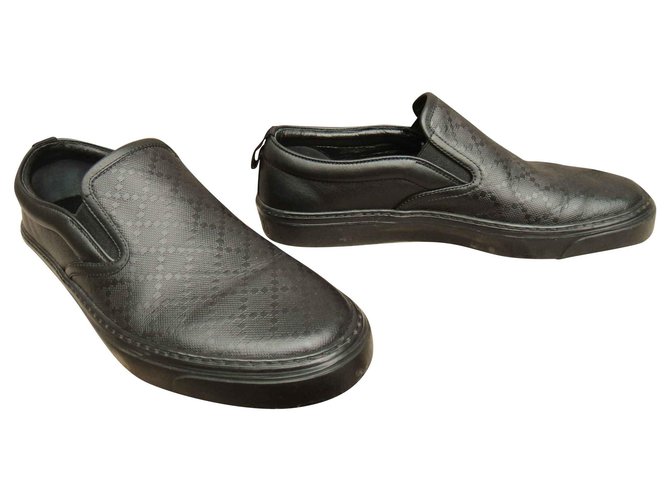 zapatillas con cordones talla Gucci 6 (40) Marrón oscuro Cuero  ref.140909