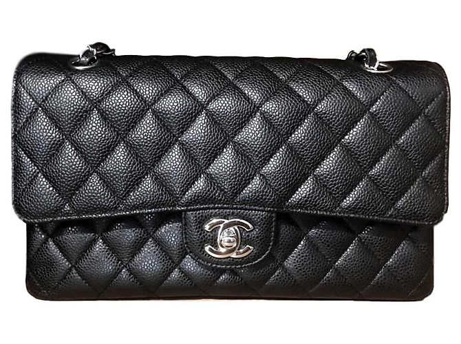 Timeless Borsa a patta Chanel media classica caviale nero SHW