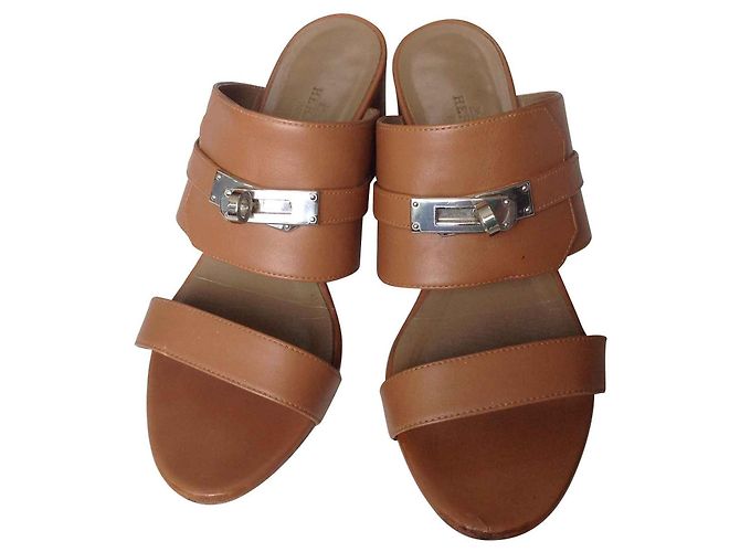 Hermès Sandali Kelly Caramello Pelle
