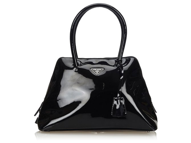 Borsa Prada in vernice nera Nero Pelle Pelle verniciata ref.140968 - Joli  Closet