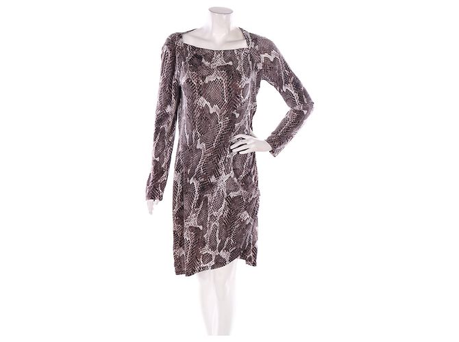 Michael Michael Kors Langarmkleid Schlangenhaut Muster XL Mehrfarben