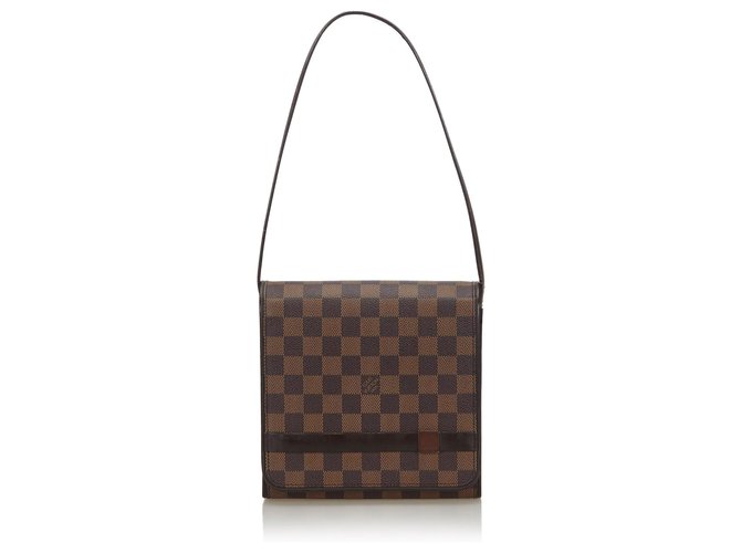 Louis Vuitton Brown Damier Ebene Tribeca Mini Leather Cloth  ref.141016