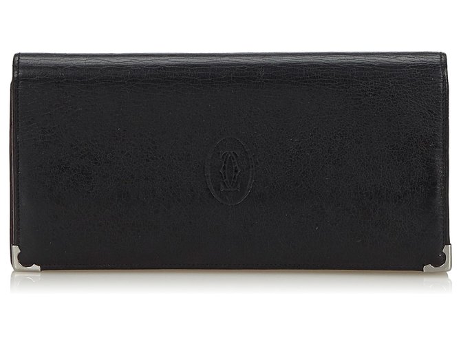 Cartier Black Leather Must De Cartier Wallet  ref.141033