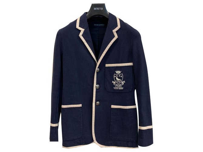 Polo Ralph Lauren University college blazer jacket Navy blue Cotton  ref.141058