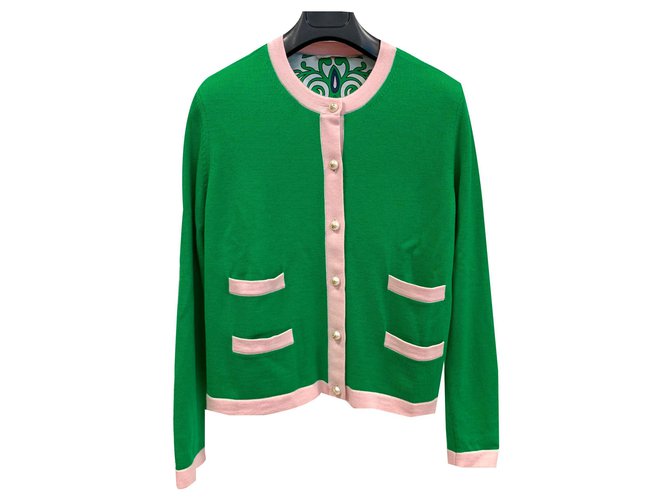 Tory Burch Sophisticated merinos wool cardigan jacket Light green  ref.141060