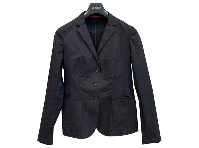 Prada Navy blu cotton stretch city jacket Navy blue  ref.141068