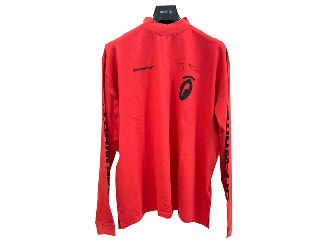 Off White Splitted Arrows long sleeves t-shirt Red Cotton  ref.141079