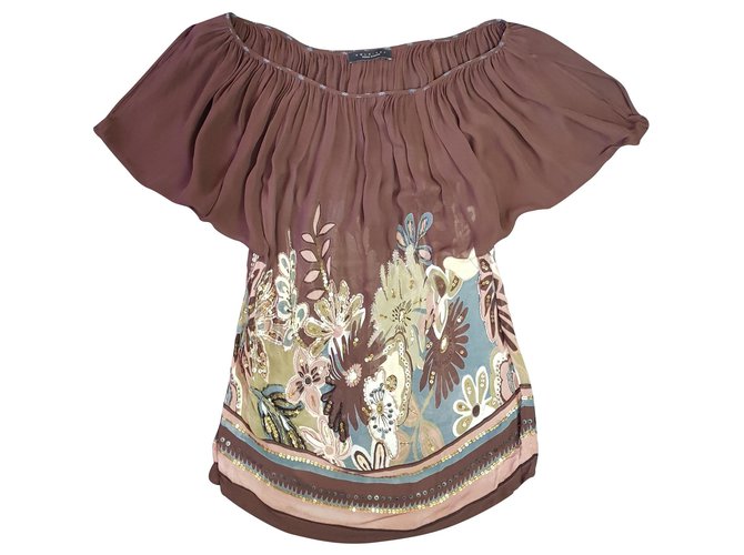 Twin Set Tops Brown Multiple colors Polyester  ref.141139