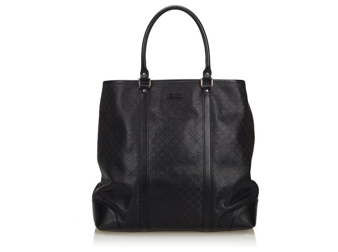 Gucci Black Diamante Tote Bag Leather Plastic  ref.141197