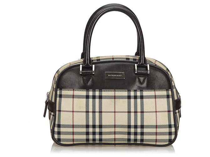 Burberry Brown House Check Canvas Handbag Multiple colors Beige Leather Cloth Cloth  ref.141214