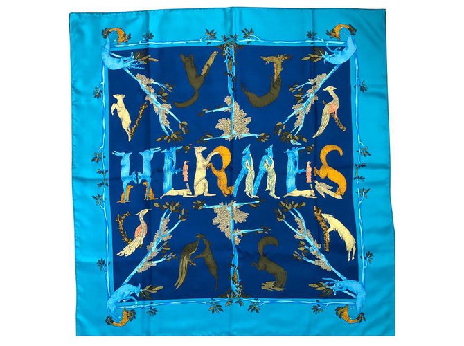 Hermès ALPHABET III Blue Silk  ref.141258