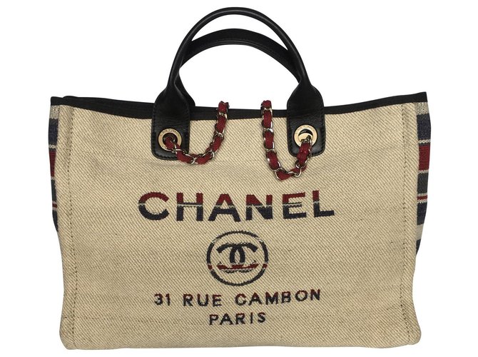 Chanel Deauville Bege Lona  ref.141264