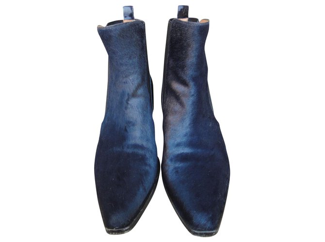 boots Sartore en poulain bleu Veau façon poulain Bleu foncé  ref.141268