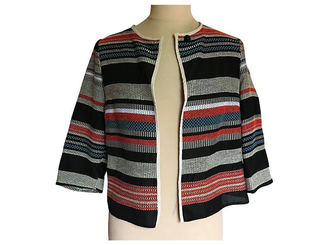 La Fée Maraboutée Multicolored Striped Cotton Jacket Multiple colors