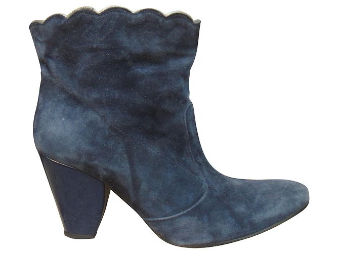 Botines Tara Jarmon de ante azul talla 38