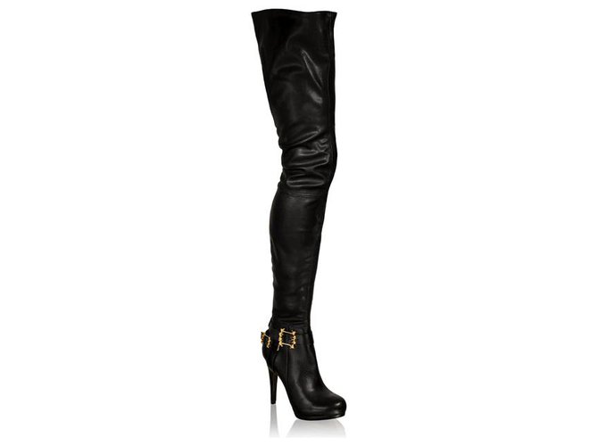 Anna Dello Russo pour H & M ANNA DELLO RUSSO per H&M  Black leather high boots  ref.141317
