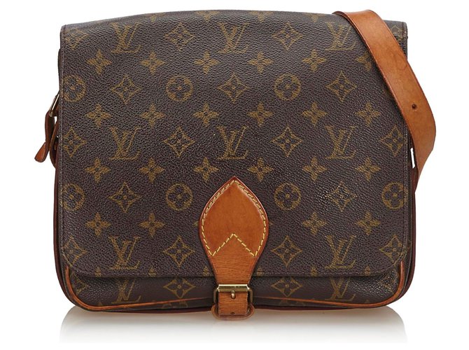 Louis Vuitton Brown Monogram Cartouchiere GM Leather Cloth  ref.141325