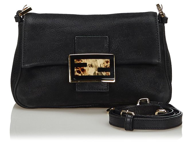 Fendi Black Leather Crossbody Bag  ref.141357