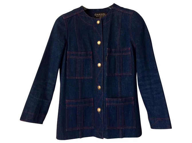 Chanel denim jacket Navy blue  ref.141368
