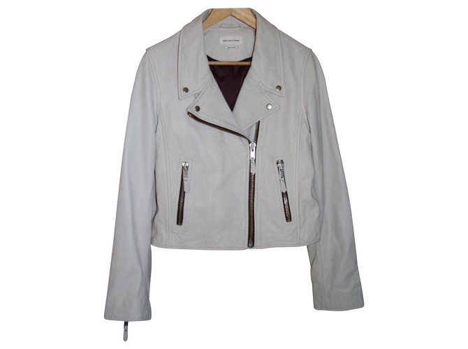 Isabel Marant Etoile Biker jackets White Eggshell Leather  ref.141426