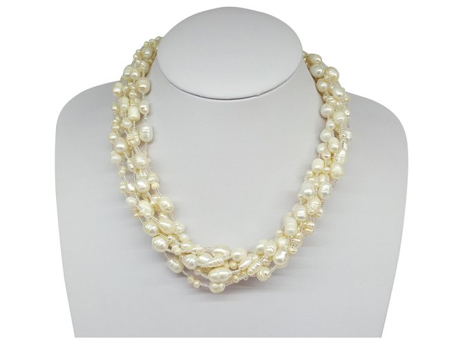 Autre Marque collier de perles Blanc  ref.141451