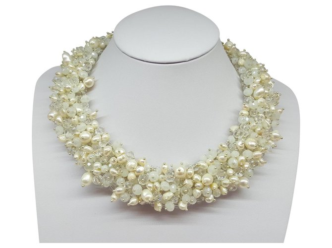 Autre Marque collier de perles Blanc  ref.141454