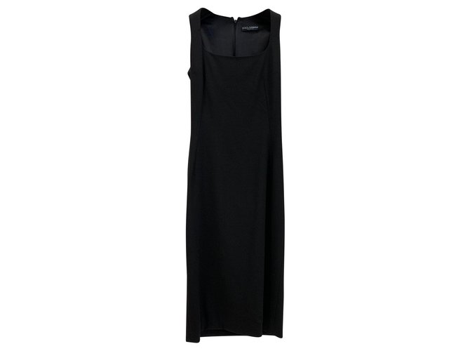 Dolce & Gabbana Schwarzes Kleid aus Wollkrepp Wolle  ref.141512