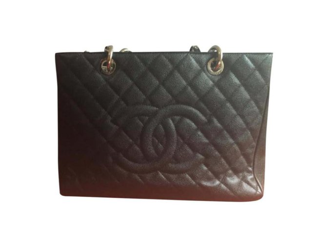 Chanel GST (großartige Einkaufstasche) Schwarz Leder  ref.141520