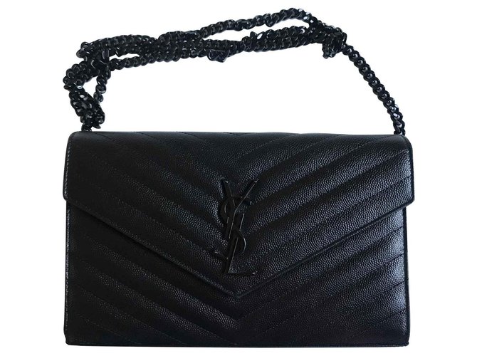 Saint Laurent, Bags, Ysl Wallet On Chain All Black Hardware