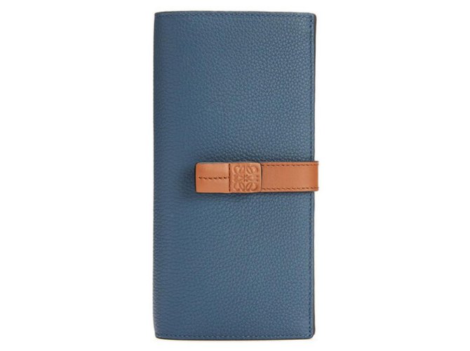 Loewe Large verical wallet Cuir Bleu  ref.141556