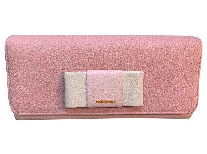 Miu Miu Madras Fiocco Pink Leather  ref.141596