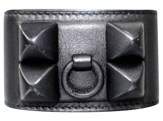 Hermès Bracelet CDC Hermes Black Shadow Cuir Noir  ref.141597