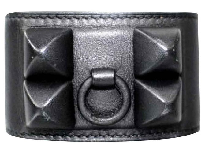 Hermès Bracelete Hermes Black Shadow CDC Preto Couro  ref.141597