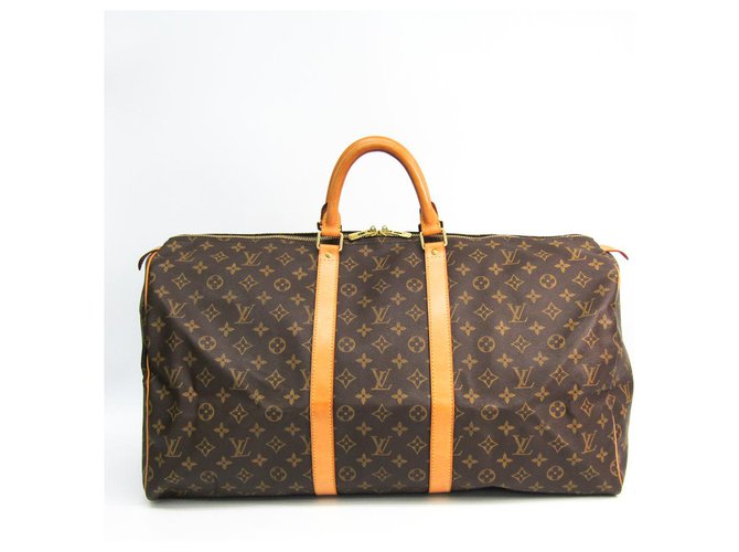 Louis Vuitton Brown Monogram Keepall Womens Leather Cloth  ref.141610
