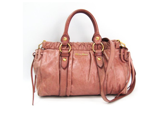 Miu Miu Pink Vitello Lux Leather Satchel ref.141631 - Joli Closet